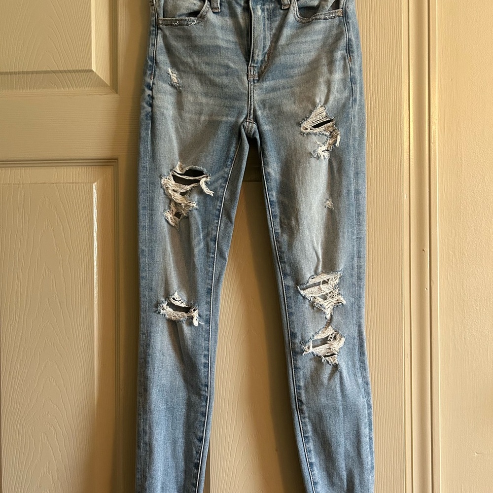 American Eagle Outfitters Blue Skinny Jeans Distressed